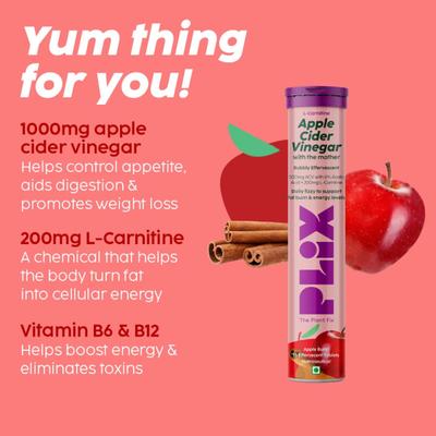plix l carnitine Buy Plix L-Carnitine Apple Cider Vinegar Effervescent Tablet - Apple Burst  (Pack of 4 x 15's) 1's Online at Discounted Price