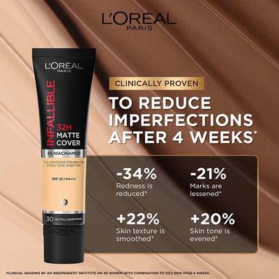 L'Oreal Paris Infallible 24H Matte Cover Liquid Foundation - 125 Natural Rose 35 ml - Foundation