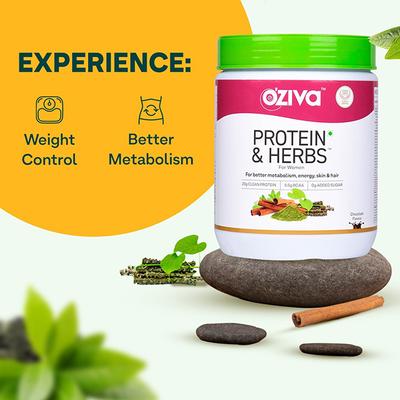OZiva Protein & Herbs Women, with Multivitamins for Better Metabolism, Skin & Hair, Cafe Mocha 500 gm - Nutritional Supplements