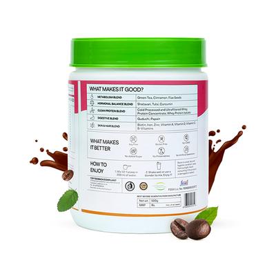 OZiva Protein & Herbs Women, with Multivitamins for Better Metabolism, Skin & Hair, Cafe Mocha 500 gm - Nutritional Supplements