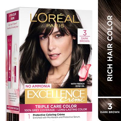 L'Oreal Paris Excellence Creme 3 Natural Darkest Brown (72 ml + 100 gm) - Crème