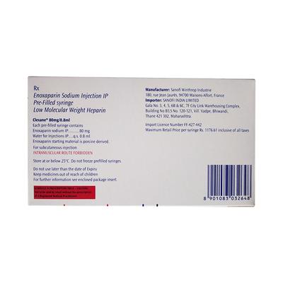 Clexane 80mg Injection(Pfs) 2X0.8ml - Blood Clot-Ant