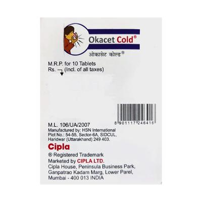 Okacet Cold Tablet 10'S - Cough And Cold-Cou