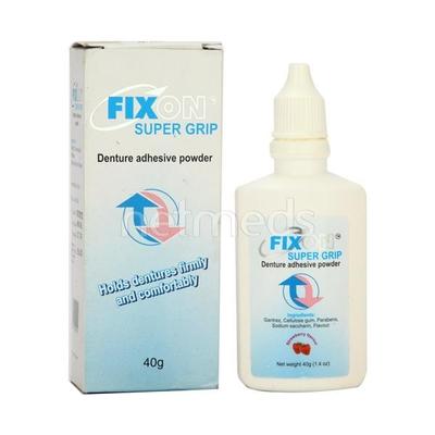 Fixon Super Grip Strawaberry flavour Powder 40gm - Denture Adhesive