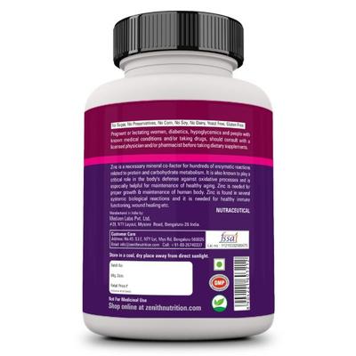 Zenith Nutrition Zinc Gluconate 30 mg Veg Capsules 120's - Calcium And Minerals