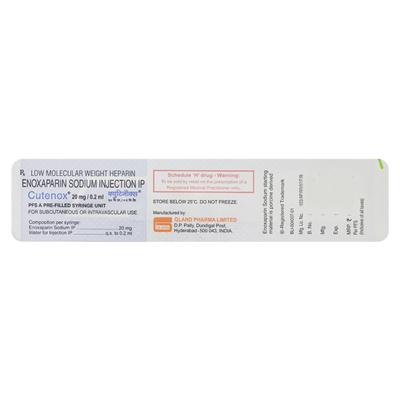 Cutenox 20mg Injection 0.2ml - Blood Clot-Ant