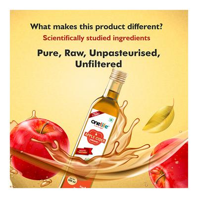 Onelife Apple Cider Vinegar Liquid - Raw & Unfiltered 500 ml - Apple Cider Vinegars