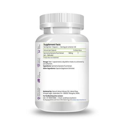 Natures Velvet Gymnema Sylvestre Pure Extract 500 mg Capsules 60's - Diabetes Care (Ayush)