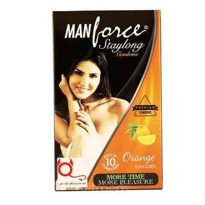 Manforce Stamina Extra Dotted - Orange Flavour Condom 10's - Plain/Flavoured Condoms