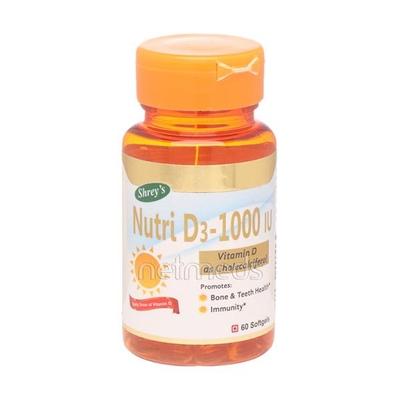 Shreys Nutri-D3 1000 IU Vitamin D3 Softgel 60's - Multi-Vitamins