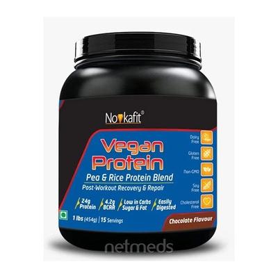 Novkafit Vegan Protein Pea & Rice Protein Isolate 100% Plant-Based - Chocolate 454 gm - Workout Essentials