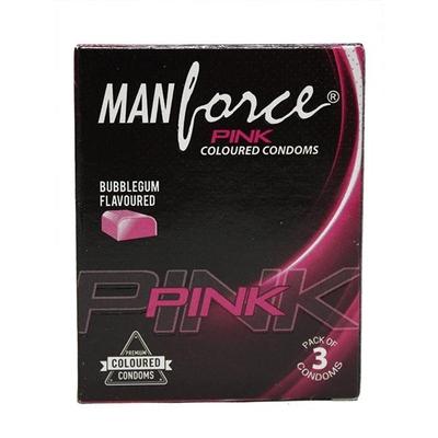 Manforce Pink Coloured Condoms - Bubblegum Flavoured 3's - Plain/Flavoured Condoms