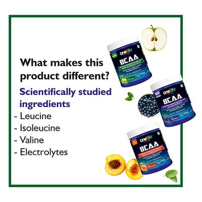 Onelife BCAA Powder - Green Apple Flavour 250 gm - Bcaa Supplements