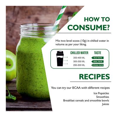 Onelife BCAA Powder - Green Apple Flavour 250 gm - Bcaa Supplements