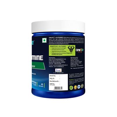 Onelife Glutamine Post Workout Recovery Powder - Green Apple 250 gm - Workout Essentials