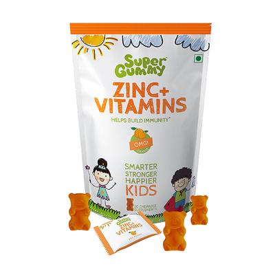 Super Gummy Zinc + Vitamins Kids Chewable Supplement - Orange Flavour 30's - Calcium And Minerals