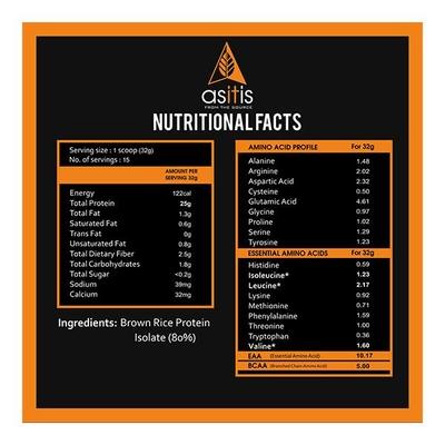 AS-IT-IS Nutrition Brown Rice Protein Isolate Powder - Unflavoured 500 gm - Workout Essentials