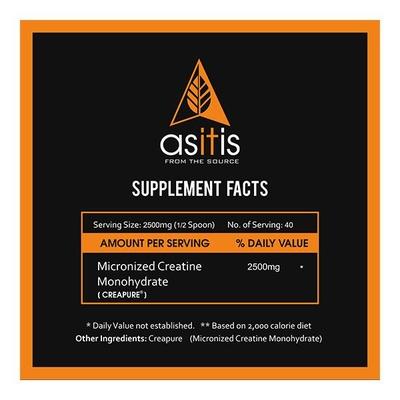AS-IT-IS Nutrition Creapure (Micronized Creatine Monohydrate) Powder 100 gm - Workout Essentials