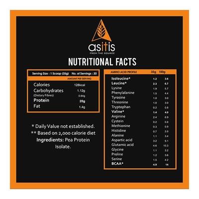 AS-IT-IS Nutrition Pea Protein Isolate Powder 1 kg - Workout Essentials