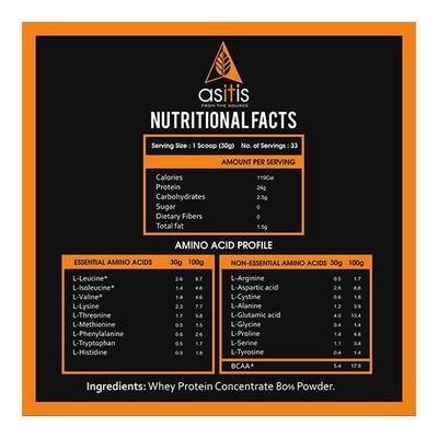 AS-IT-IS Nutrition Whey Protein Concentrate Powder - Unflavored Powder 1 kg - Whey Proteins