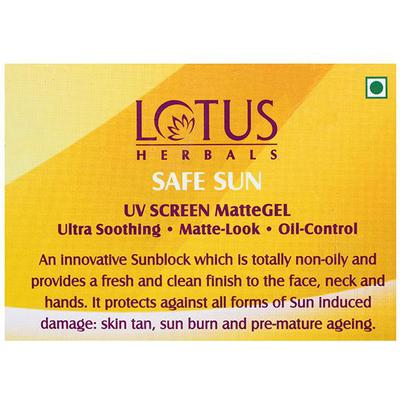 Lotus Herbals Safe Sun SPF 50 PA++ UV Screen Matte Gel (Pack of 2 x 100 gm) - Face Sunscreen