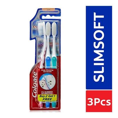 Colgate SlimSoft Toothbrush - Soft (Pack of 3) - Toothbrushes