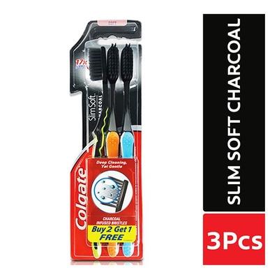 Colgate SlimSoft Charcoal Toothbrush - Soft (Buy 2 Get 1 Free) - Toothbrushes