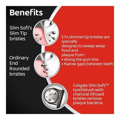 Colgate SlimSoft Charcoal Toothbrush - Soft (Buy 2 Get 1 Free) - Toothbrushes