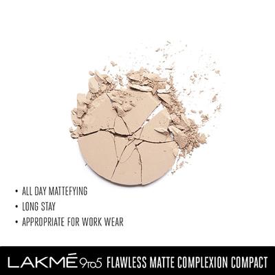 Lakme 9to5 Powerplay Matte Compact, Oil Control Formula, With Vitamin E, Melon, 9 gm - Compact Powder