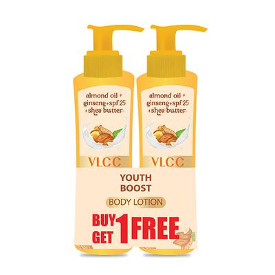 VLCC Youth Boost Body Lotion Almond Oil & Ginseng+ SPF 25 ,Shea Butter 400ml 2's - Body Sunscreen