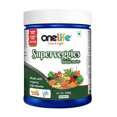 Onelife Organic Super Veggies Instant Powder - Orange Flavour 200 gm - General Health
