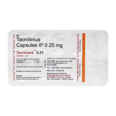 TACROCORD 0.25mg Capsule 10's - Auto Immune Disease-Imm