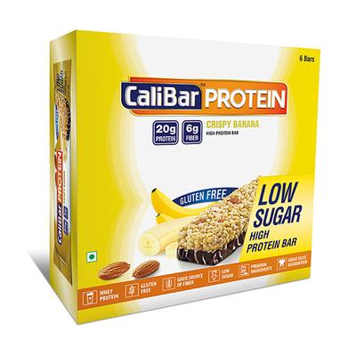 CaliBar Low Sugar High Protein Bar - Crispy Banana (Pack of 6 x 70 gm) - Nutritional Bars