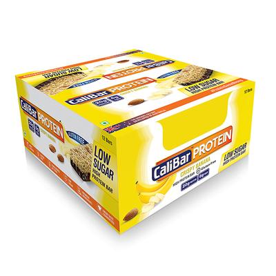 CaliBar Low Sugar High Protein Bar - Crispy Banana (Pack of 12 x 70 gm) - Nutritional Bars
