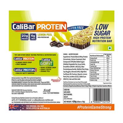 CaliBar Low Sugar High Protein Bar - Lemon Peel (Pack of 6 x 70 gm) - Nutritional Bars