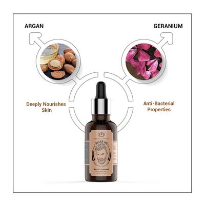 The Man Company Beard Growth Oil - Argan and Geranium 50 ml - Beard Oil