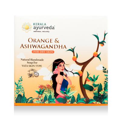Kerala Ayurveda Natural Handmade Soap (For Dry Skin) - Orange & Ashwagandha 125 gm - Soaps