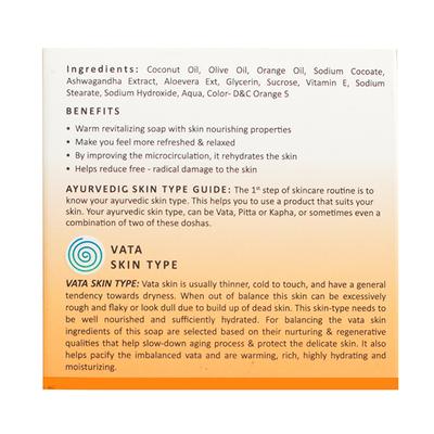 Kerala Ayurveda Natural Handmade Soap (For Dry Skin) - Orange & Ashwagandha 125 gm - Soaps