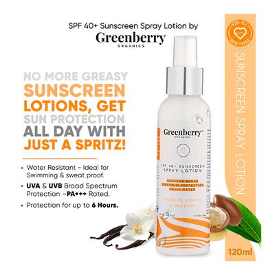 Greenberry Organics SPF 40+ Sunscreen Spray Lotion 120 ml - Face Sunscreen