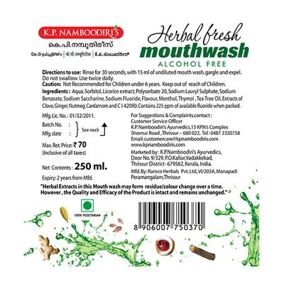 K.P.Namboodiri's Herbal Fresh Mouthwash (Pack of 2 x 250 ml) - Mouthwash