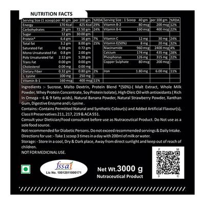 FB Nutrition FBN Mass Weight Management Powder - Strawberry Banana Flavour 3 kg - Weight Gain