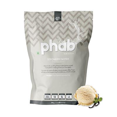 Phab Whey Protein Powder - Vanilla Ice Cream Flavour 500 gm - Whey Proteins