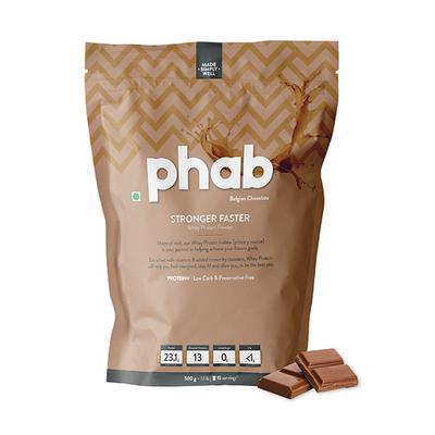 Phab Whey Protein Powder - Belgian Chocolate Flavour 500 gm - Whey Proteins