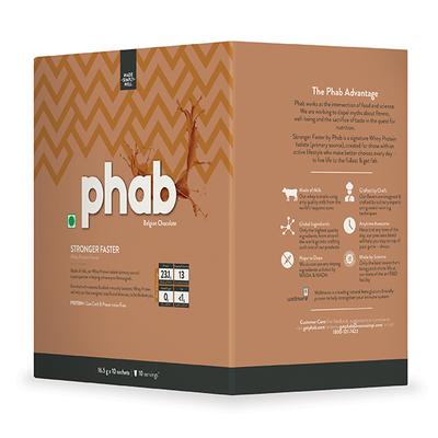 Phab Whey Protein Powder Sachet - Belgian Chocolate Flavour (Pack of 16.5 gm x 10) - Whey Proteins