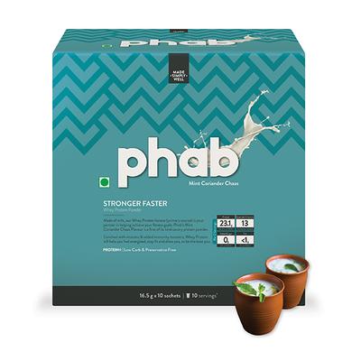 Phab Whey Protein Powder Sachet - Mint Coriander Chaas Flavour - Whey Proteins