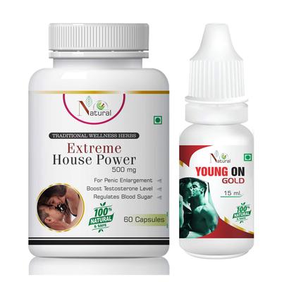Natural Extreme House Power Capsule 60's + Young On Gold Oil 15 ml - Sexual Healthcare