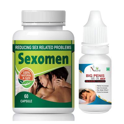 Natural Sexoman Capsule 60's + Big Penis Size Oil 15 ml - Sexual Healthcare