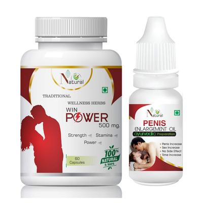 Natural Win Power Capsule 60's + Penis Enlargement Oil 15 ml - Sexual Healthcare