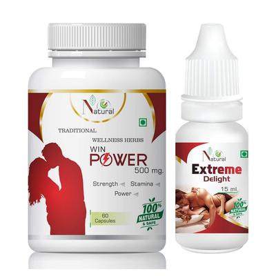 Natural Win Power Capsule 60's + Extreme Delight Oil 15 ml - Sexual Healthcare