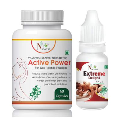 Natural Active Power Capsule 60's + Extreme Delight Oil 15 ml - Sexual Healthcare
